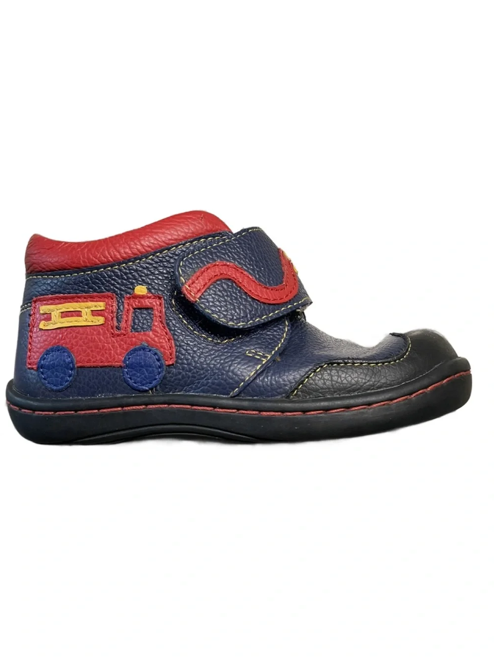 Kids Navy and Red Leather Slip-On Shoes